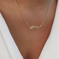 Sterling Silver Signature Name Necklace (Gold)
