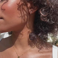 Pearl Huggie Hoop Earrings (Gold)