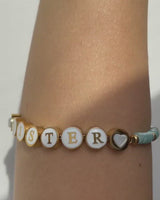 Blue Quartz Custom Beaded Bracelet (Gold)