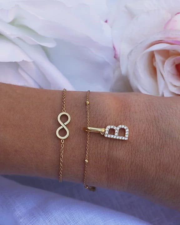 ブレスレット 18K Gold Box Chain Bracelet with Gold Ball / Sphere Charm 18K Gold Box Chain Bracelet with Gold Ball / Sphere Charm