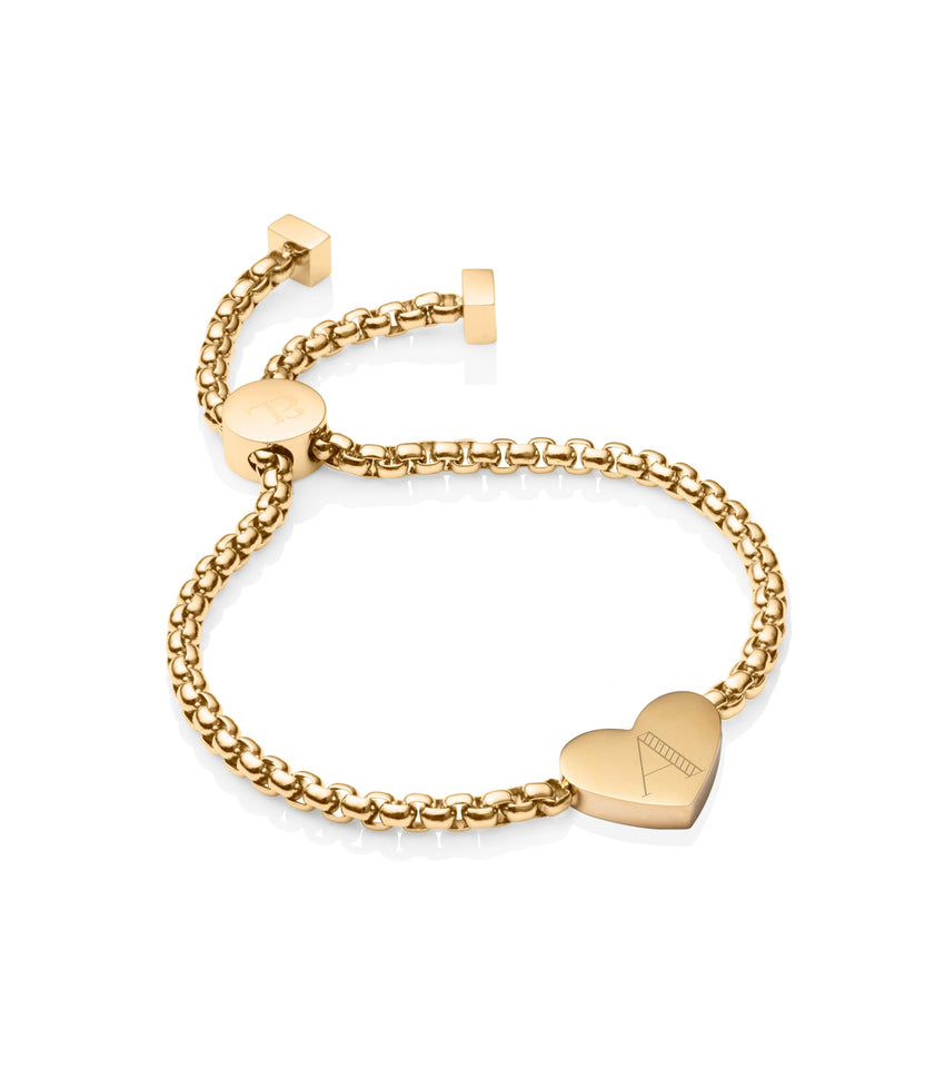 Heart Charm Toggle Bracelet In Sterling Silver ,18K Gold or 18K