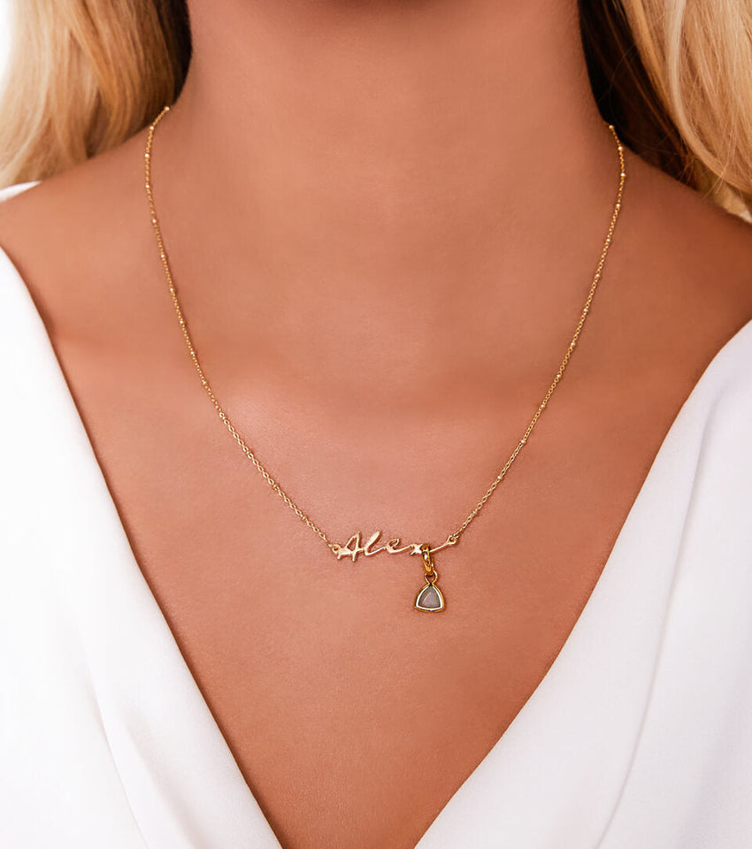 Sterling Silver Signature Name Necklace (Gold)