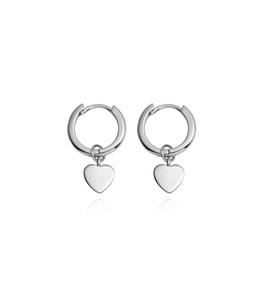 Sterling Silver Heart Pendant Earrings (Silver)