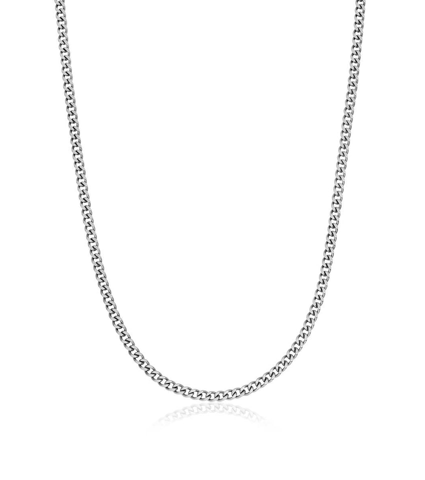 Small Curb Chain Necklace (Silver)