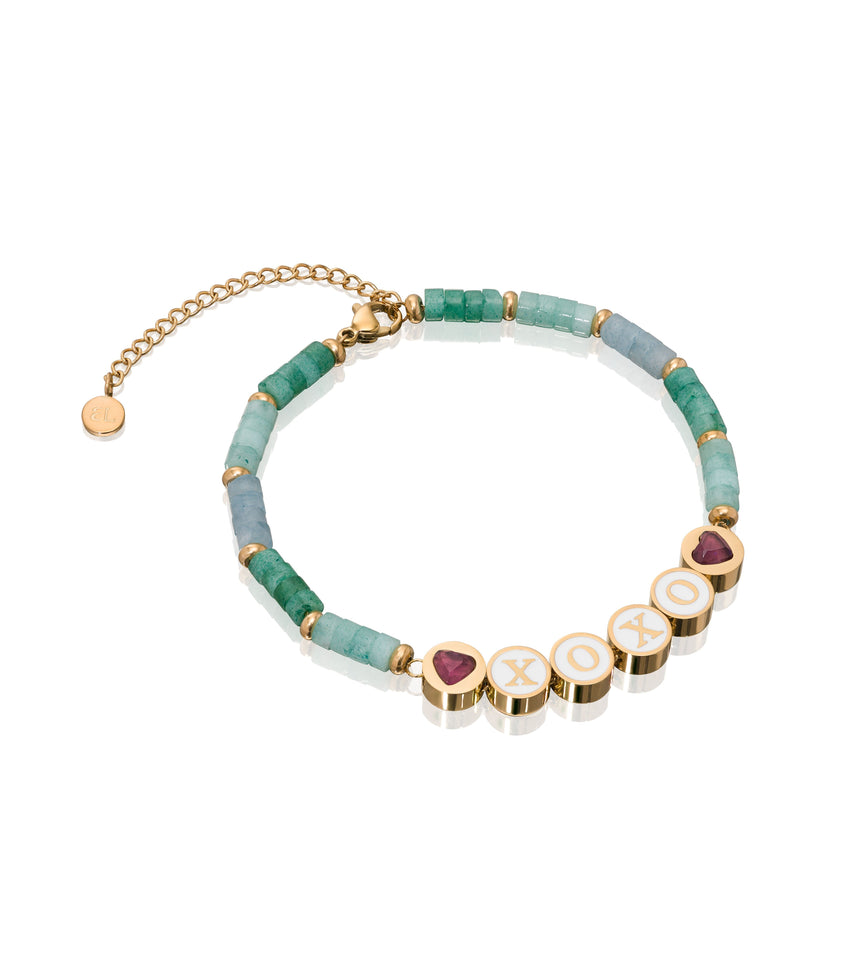 Blue Quartz Custom Beaded Bracelet (Gold)