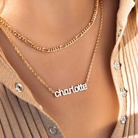 Small Figaro Chain Necklace (Gold)