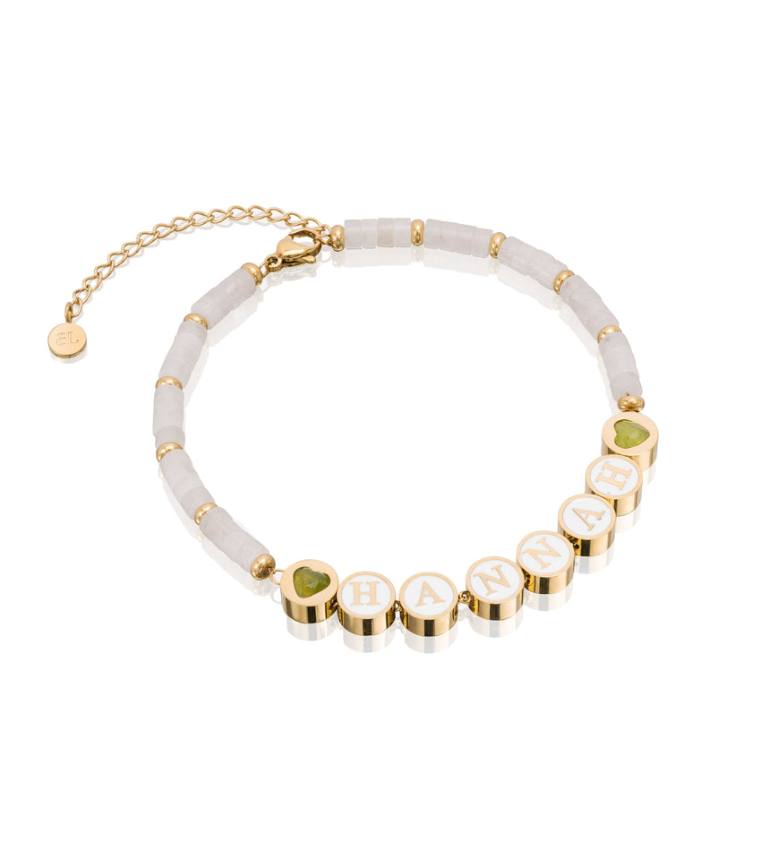 White Quartz Custom Beaded Bracelet (Gold)