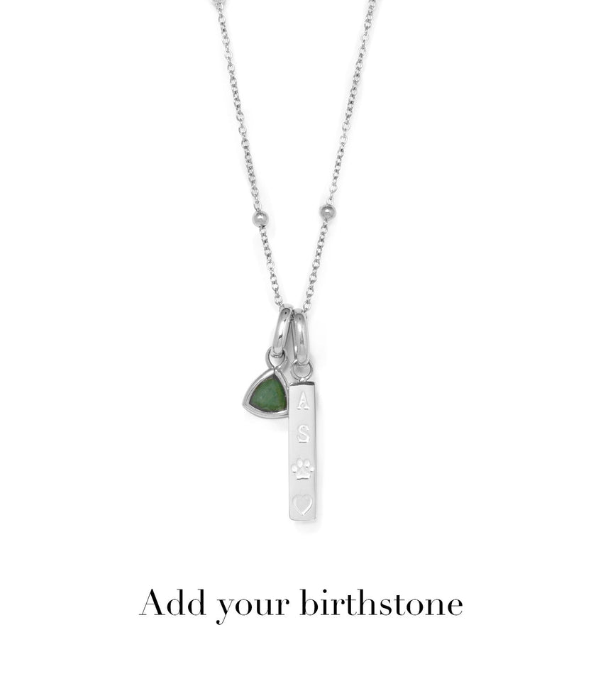 Custom Stamped Bar Pendant Necklace (Silver)