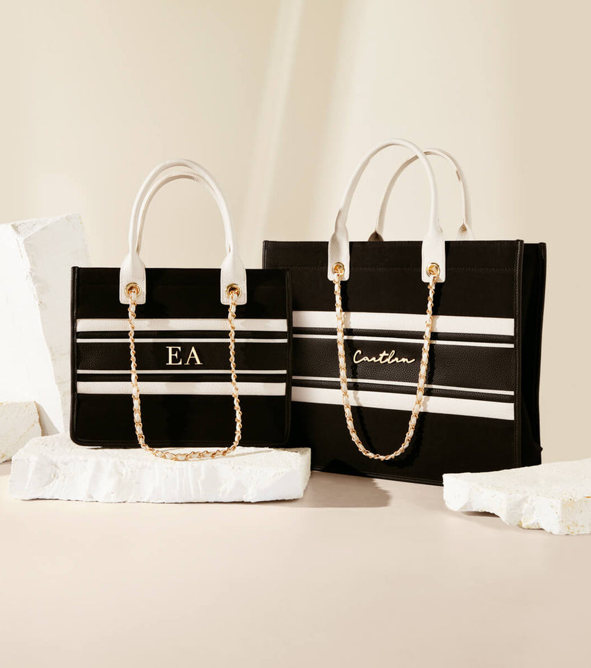 Mini Black Canvas Resort Bag, Tote Handbag