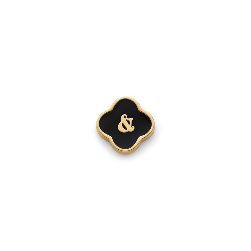 Black Enamel Clover Charms (Gold) - &