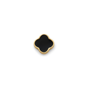 Black Enamel Clover Charms (Gold) - Plain