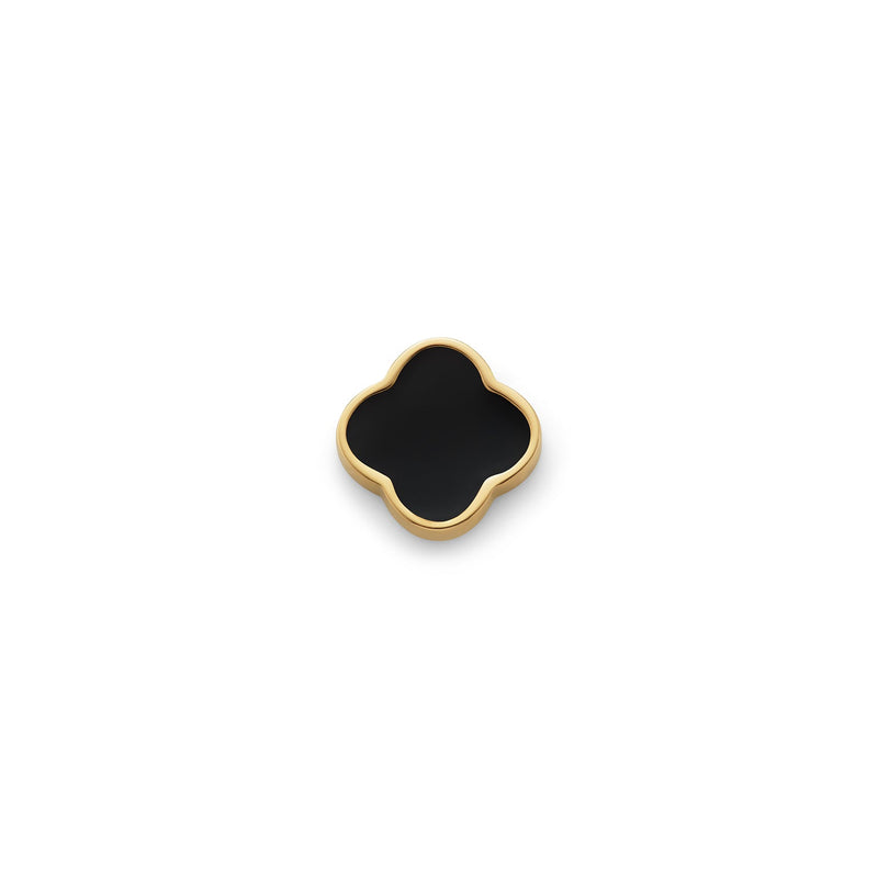Black Enamel Clover Charms (Gold) - Plain