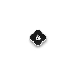 Black Enamel Clover Charms (Silver) - &