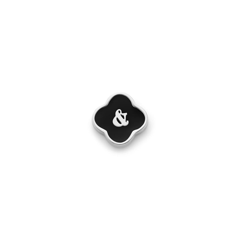 Black Enamel Clover Charms (Silver) - &