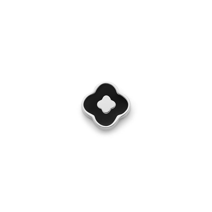 Black Enamel Clover Charms (Silver) - Clover