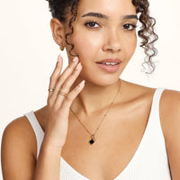Black Enamel Clover Pendant (Gold)
