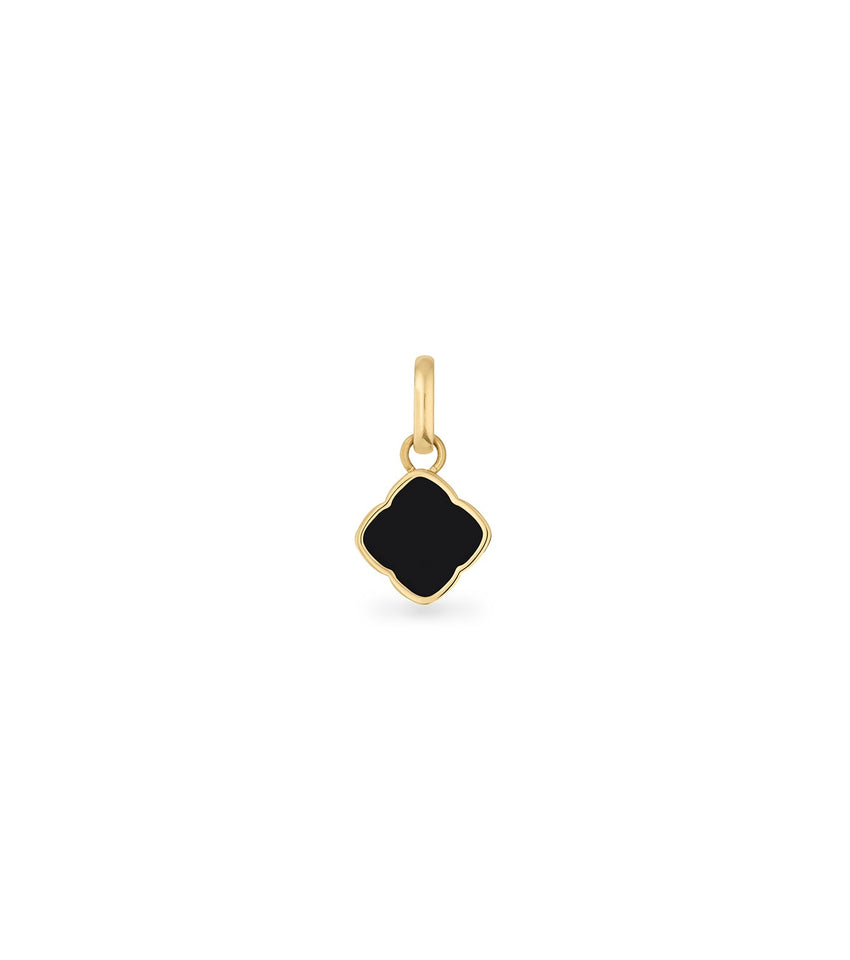 Black Enamel Clover Pendant (Gold)