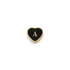 Black Enamel Heart Charms (Gold) - Initials