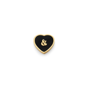 Black Enamel Heart Charms (Gold) - &