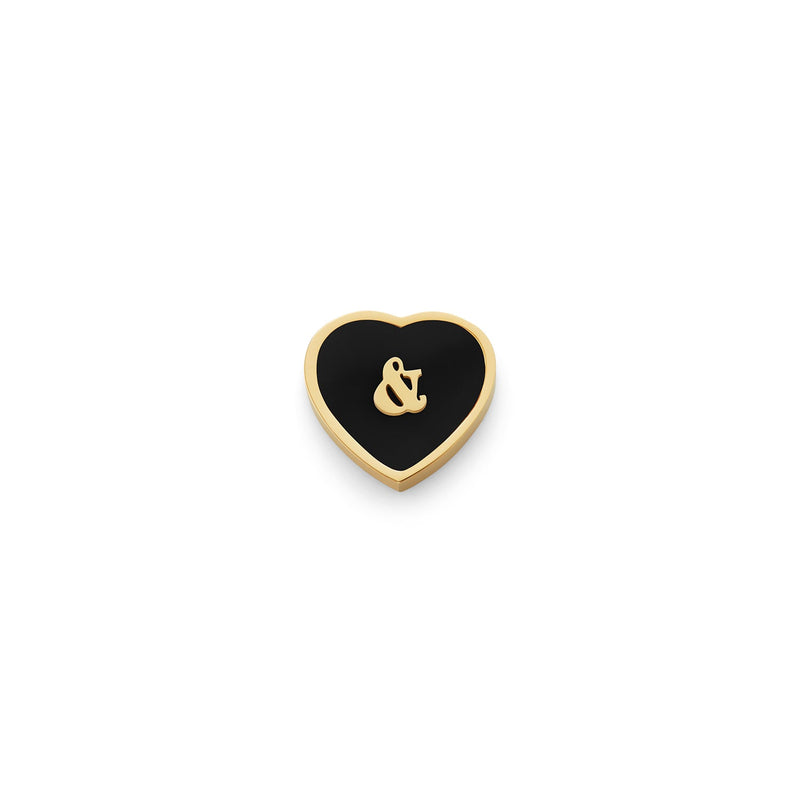 Black Enamel Heart Charms (Gold) - &
