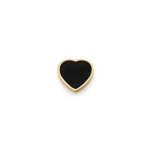Black Enamel Heart Charms (Gold) - Plain