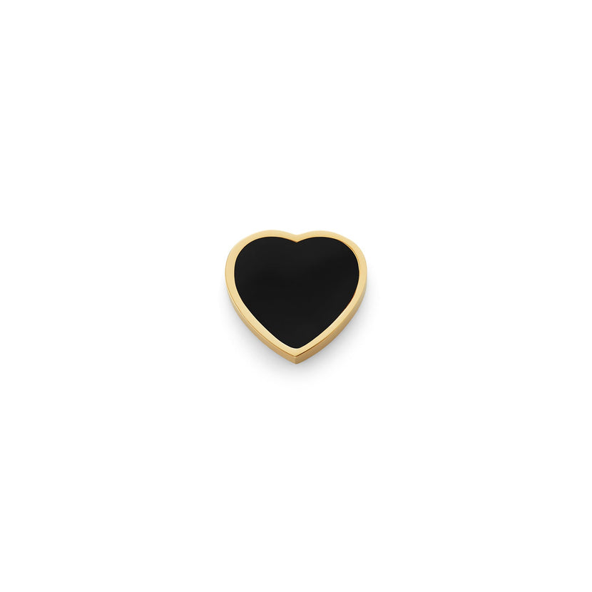 Black Enamel Heart Charms (Gold) - Plain