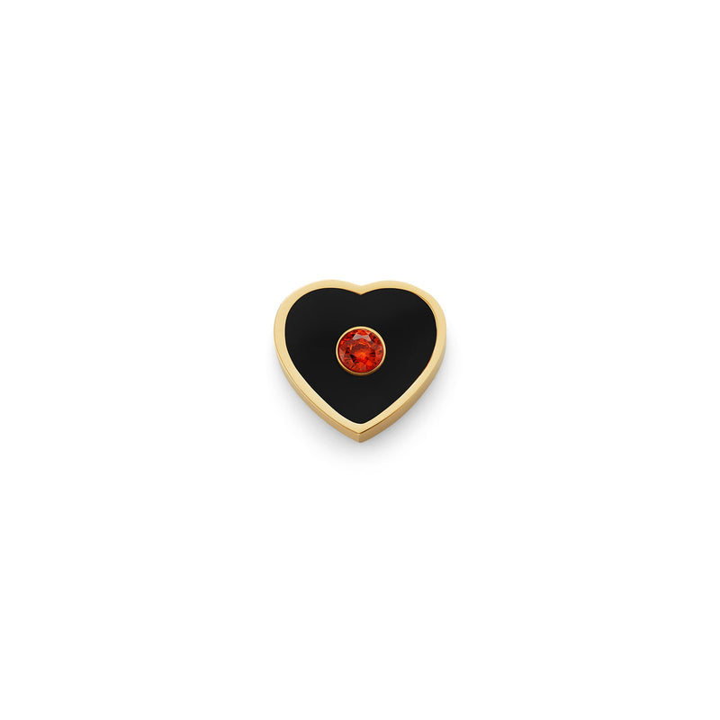 Black Enamel Heart Charms (Gold) - Birthstone