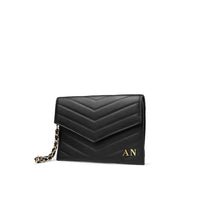 Black/Gold Quilted Envelope Clutch