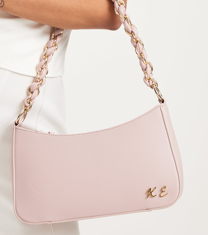 Large Blush Pink Chain Strap Shoulder Bag