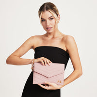 Blush Pink Quilted Envelope Clutch