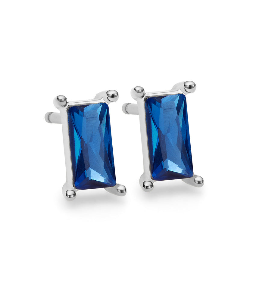 Advent Baguette Birthstone Studs - Silver