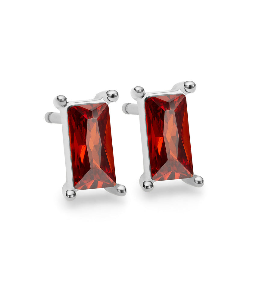 Advent Baguette Birthstone Studs - Silver