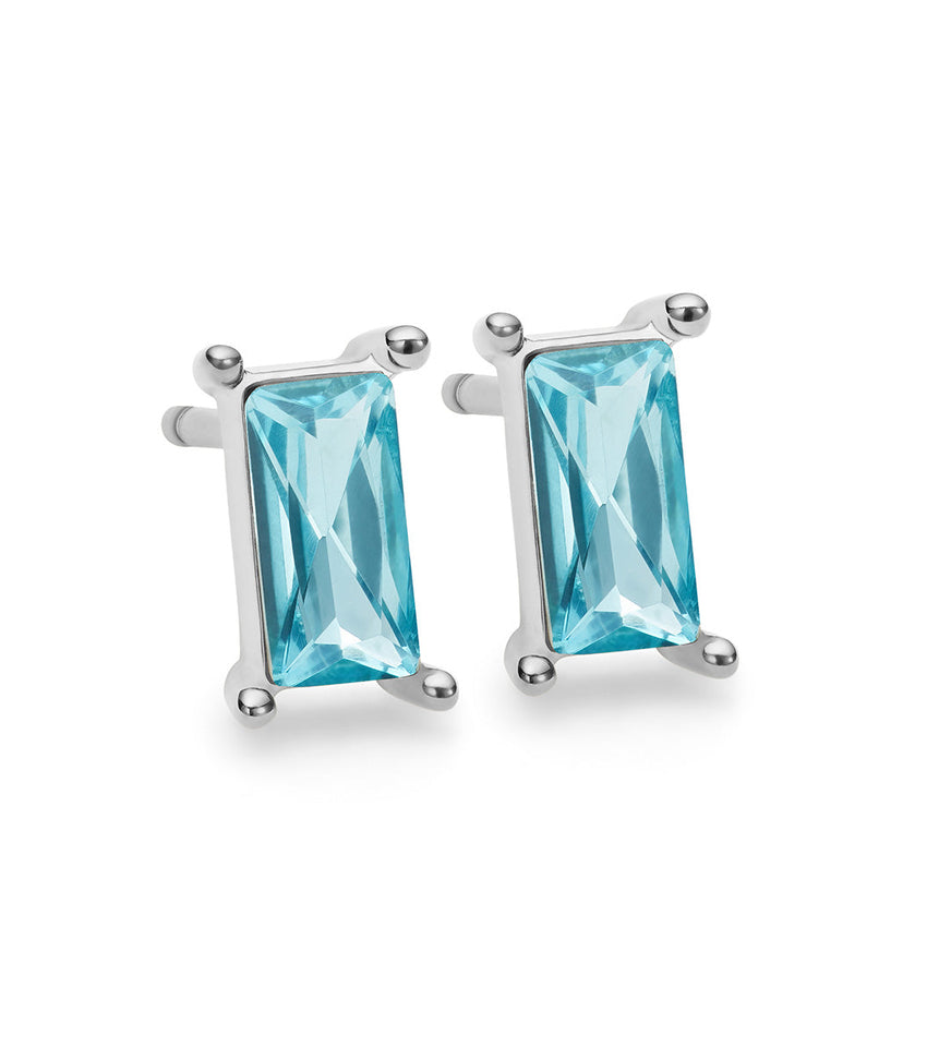 Advent Baguette Birthstone Studs - Silver