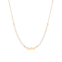 Birthstone Beaded Name Necklace (Gold)