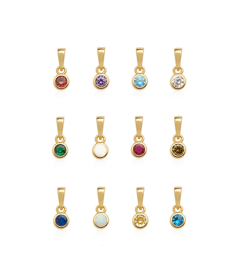Stories Initial & Birthstone Necklace (Gold)