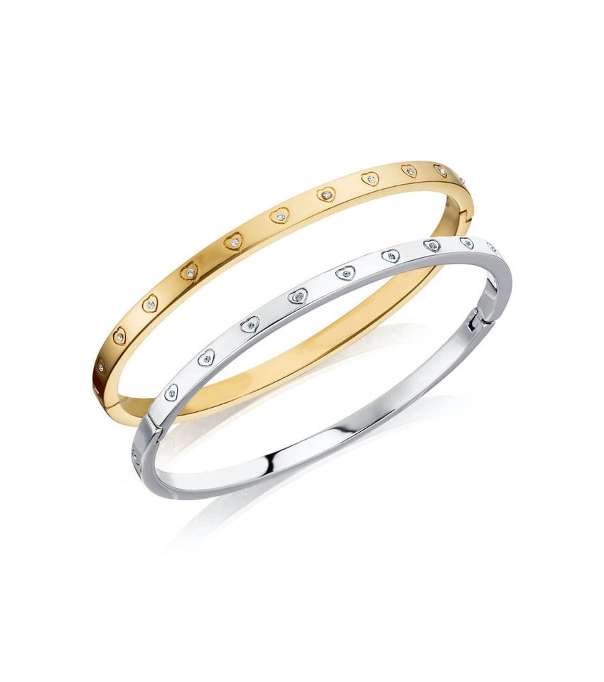 Crystal Heart Bangle Set (Gold/Silver)