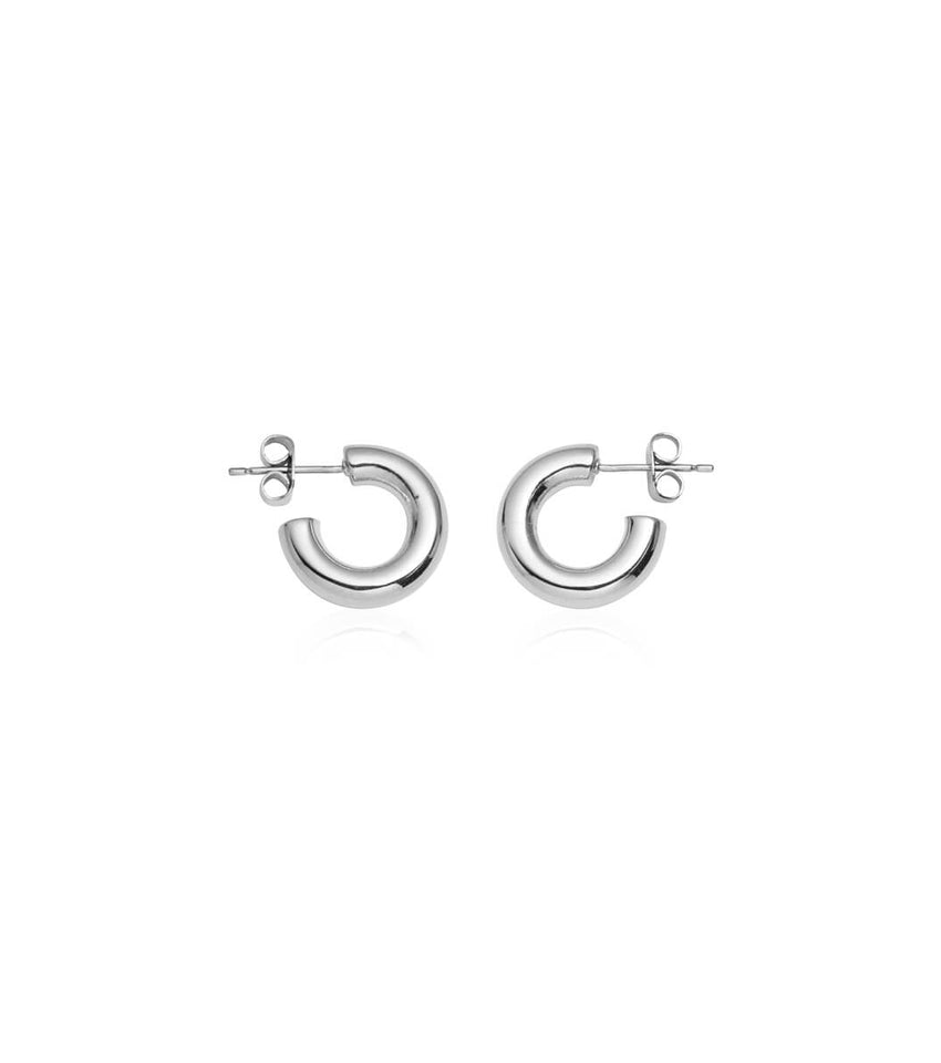 Chunky Huggie Hoop Earrings (Silver)