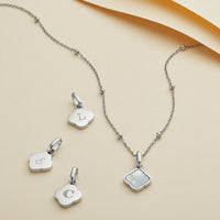 Pearl Clover & Initial Necklace (Silver)