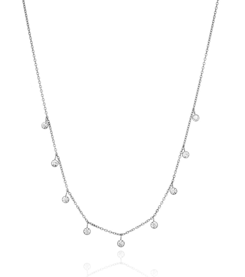 Crystal Droplet Necklace (Silver)