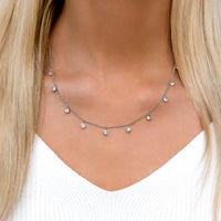 Crystal Droplet Necklace (Silver)