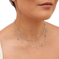 Crystal Droplet Necklace (Silver)
