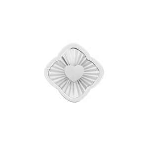 Rosette Textured Clover Charms (Silver) - Heart