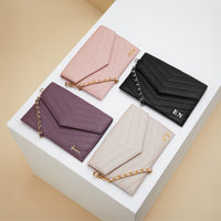 Blush Pink Quilted Envelope Clutch