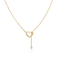 Sterling Silver Crystal Heart Slider Necklace (Gold)