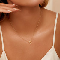 Double Initial Crystal Necklace (Gold)