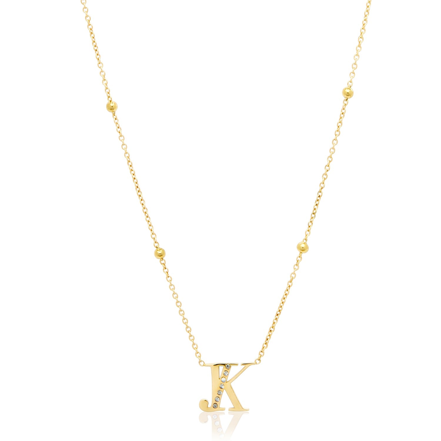 【Abbott Lyon】Foil Letter Double Sphere Chain Necklace(2色) Letter & Birthstone Sphere Chain Layered Set (Gold)