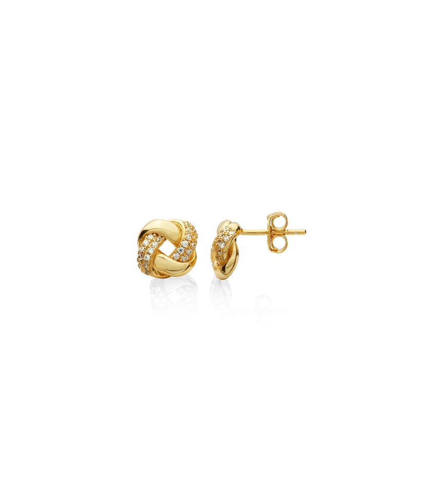 Sterling Silver Crystal Twisted Studs (Gold)