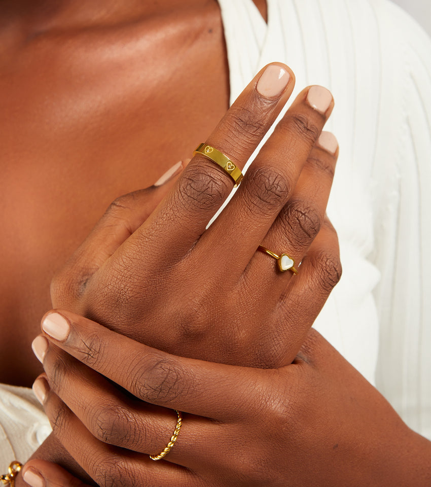 Crystal Heart Ring (Gold)