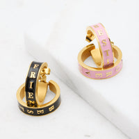 Custom Name Color Enamel Hoop Earrings (Gold)