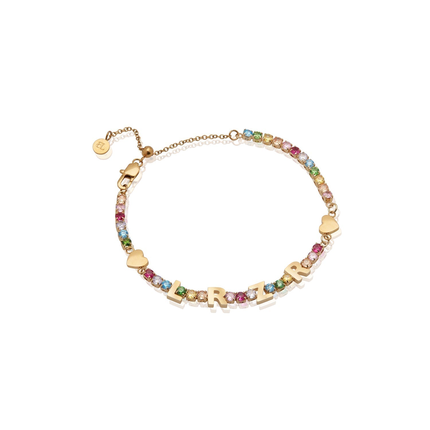 Custom Name Rainbow Tennis Bracelet (Gold)